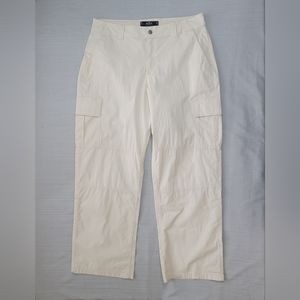 Hollister Cargo Pants Womens 17L Cream High Rise Baggy Wide Leg Lightweight Y2K